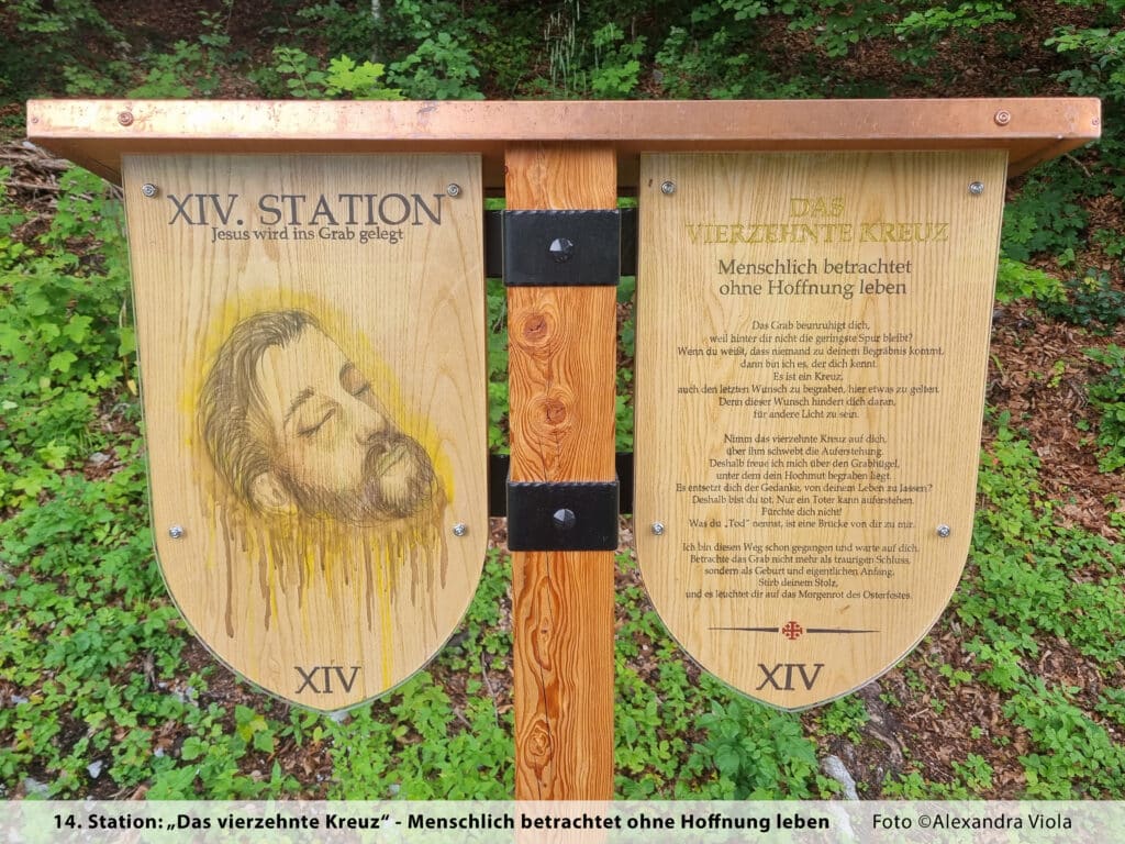 Vierzehnte Station mit Bilduntertitel